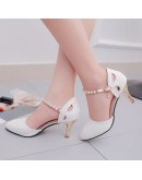 miaoguan Women Comfortable Spring Summer 6cm High Heel Pumps Lady Casual White Wedding Elegant High Heel Shoes Leisure Shoes