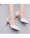 miaoguan Women Comfortable Spring Summer 6cm High Heel Pumps Lady Casual White Wedding Elegant High Heel Shoes Leisure Shoes