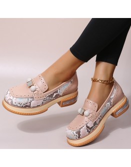 Casual Shoes Big Size 43 Shoelaces Leisure Patchwork Woman Shoes Flats Platform Leather PU Loafers  Zapatillas Mujer