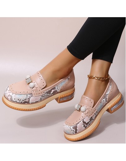 Casual Shoes Big Size 43 Shoelaces Leisure Patchwork Woman Shoes Flats Platform Leather PU Loafers  Zapatillas Mujer