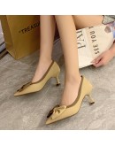 Mix Color Bowtie Women's Pumps High Heels 2023 Spring Slip on Pu Leather Thin Heel Shoes Woman Pointed Toe Ladies Party Shoes