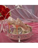 Shiny Sequins High Heels Pumps Women 2023 Crystal Bowtie Thin Heeled Wedding Party Shoes Woman  Pointed Toe Red Pumps