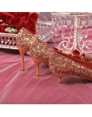 Shiny Sequins High Heels Pumps Women 2023 Crystal Bowtie Thin Heeled Wedding Party Shoes Woman  Pointed Toe Red Pumps