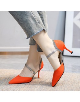 Shiny Glitter Ankle Strap Pumps Women Pointed Toe High Heels Party Shoes Woman Spring Pu Leather Thin Heeled Sapatos Mujer