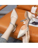 Shiny Glitter Ankle Strap Pumps Women Pointed Toe High Heels Party Shoes Woman Spring Pu Leather Thin Heeled Sapatos Mujer