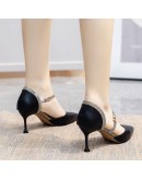 Shiny Glitter Ankle Strap Pumps Women Pointed Toe High Heels Party Shoes Woman Spring Pu Leather Thin Heeled Sapatos Mujer