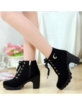 Women High Heeled Ankle Boots Ladies Autumn Winter Womens Shoes High Heels 8.5cm Female Boot Botas De Mujer Plus Size 41 42