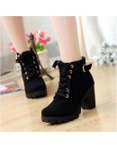 Women High Heeled Ankle Boots Ladies Autumn Winter Womens Shoes High Heels 8.5cm Female Boot Botas De Mujer Plus Size 41 42