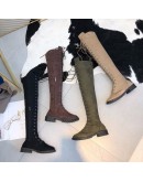 Women's Long Boots Large Women Shoes Thick Heel Lace Up High Heel Round Head Casual Knight Boots Thigh High Boots