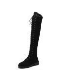 Women's Long Boots Large Women Shoes Thick Heel Lace Up High Heel Round Head Casual Knight Boots Thigh High Boots