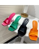 Female Crystal High Heels Slippers  Peep Toe Casual Slides Flip Flops Shoes Women  Pumps Ladies Sandals For Woman