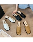 2023 Slippers Women's High Heels Summer Square Pointed Open Toe Slippers Flip-flops Dress Sandals Party Women Shoes Sandals