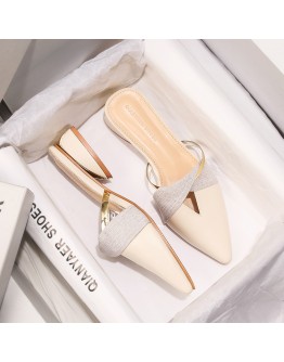 Summer Flat Lady Sandals Slippers Soild Color Slip on Pointed Toe Women Mules Outdoor Slipper Shoes Woman Slides Spring Low-heel