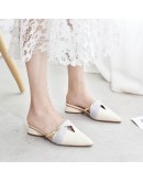 Summer Flat Lady Sandals Slippers Soild Color Slip on Pointed Toe Women Mules Outdoor Slipper Shoes Woman Slides Spring Low-heel