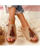 Flats Sandals Womans Espadrilles   Slides Holiday Tassel Handmade Female Slippers Designer Summer Shoes  Leisure