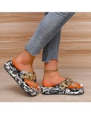  Women Summer  Cartoon Chain Flip-flops Sandal Slippers Woman's Flats Platform Sandals Casual Slippers Slides PU