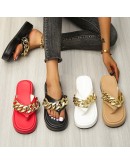  Women Summer  Cartoon Chain Flip-flops Sandal Slippers Woman's Flats Platform Sandals Casual Slippers Slides PU