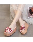  Women Slippers Sweet Bow Women Open Toes Summer Sexy Flower Shoes High Heel Slippers Ladies Slides Platform Wedges Shoe