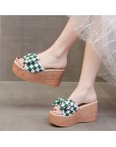  Women Slippers Sweet Bow Women Open Toes Summer Sexy Flower Shoes High Heel Slippers Ladies Slides Platform Wedges Shoe