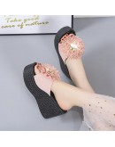  Trend Women Sandals Platform Summer Bow Slipper Indoor Outdoor Beach Shoes Female Shoes for Woman's Wedges Outside Slippers