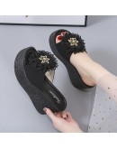  Trend Women Sandals Platform Summer Bow Slipper Indoor Outdoor Beach Shoes Female Shoes for Woman's Wedges Outside Slippers