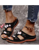 ladies Embroidery Floral Slippers Women Soft Bottom Beach Slides Woman Summer  Slip on Sandals Plus Size 43 Flip Flops Mujer