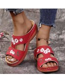 ladies Embroidery Floral Slippers Women Soft Bottom Beach Slides Woman Summer  Slip on Sandals Plus Size 43 Flip Flops Mujer