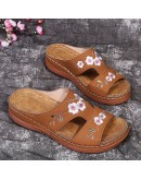 ladies Embroidery Floral Slippers Women Soft Bottom Beach Slides Woman Summer  Slip on Sandals Plus Size 43 Flip Flops Mujer