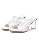  Summer Square Toe Women Slippers  Sexy High Crystal Heel Ladies Mules Elegant Female Outside Slides Sandal Shoes