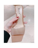 Sandals Women Pumps Slippers Plus Size 42 Ladies Square Toe PVC Slides Summer Shoes Sandals High Heels 2023 Indoor Zapato Mujer