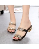  Women Shoes Slippers Summer Beach Sandals  Rhinestone Outdoor Flip Flops Woman Roman Style Non-slip Comfortable