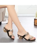  Women Shoes Slippers Summer Beach Sandals  Rhinestone Outdoor Flip Flops Woman Roman Style Non-slip Comfortable