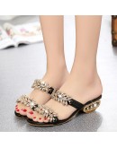  Women Shoes Slippers Summer Beach Sandals  Rhinestone Outdoor Flip Flops Woman Roman Style Non-slip Comfortable