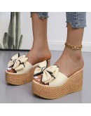 Women Slippers  Pee Toe Summer Shoes Butterfly-knot High Heels Slides Platform Wedges Ladies Woman's Shoes  Outside