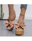 Women Slippers  Pee Toe Summer Shoes Butterfly-knot High Heels Slides Platform Wedges Ladies Woman's Shoes  Outside