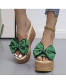 Women Slippers  Pee Toe Summer Shoes Butterfly-knot High Heels Slides Platform Wedges Ladies Woman's Shoes  Outside