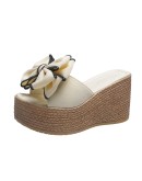 Women Slippers  Pee Toe Summer Shoes Butterfly-knot High Heels Slides Platform Wedges Ladies Woman's Shoes  Outside