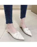 Women's Shoes Slippers Summer   Outdoor Pointed Flip Flop Spring Summer Classic Slip on Elegant Low Heels Lady PU