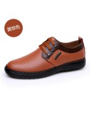 Genuine Leather Men casual shoes Summer  Breathable Soft Driving Men's Handmade chaussure homme Net Surface Loafers