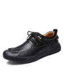   Men's Genuine Leather Shoes Men Lace Up Oxford Flats Summer Comfortable Handmade Moccasins Men Shoes822