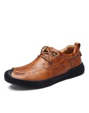   Men's Genuine Leather Shoes Men Lace Up Oxford Flats Summer Comfortable Handmade Moccasins Men Shoes822