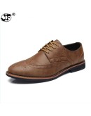  Leather Brogue Mens Flats Shoes Casual British Style Men oxfords  Men Shoes  Dress Shoes For Men 442