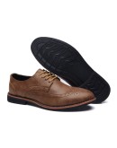  Leather Brogue Mens Flats Shoes Casual British Style Men oxfords  Men Shoes  Dress Shoes For Men 442