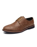  Leather Brogue Mens Flats Shoes Casual British Style Men oxfords  Men Shoes  Dress Shoes For Men 442