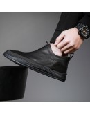 Autumn Early Winter Shoes Men Genuine Leather Chelsea Boots  Male Shoes Cow Leather Man Ankle Boots Black  new