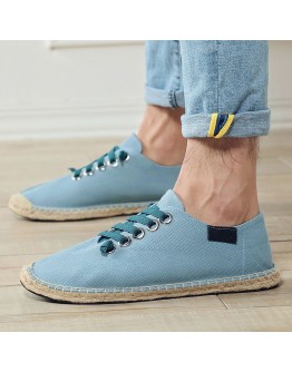 Style Hemp Insole Fisherman Breathable Shoes Cool Summer Canvas Shoes Men Sneakers  Casual Flat Loafers Espadrille yuj89