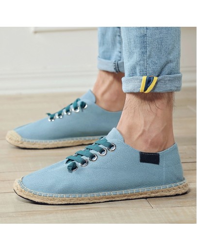 Style Hemp Insole Fisherman Breathable Shoes Cool Summer Canvas Shoes Men Sneakers  Casual Flat Loafers Espadrille yuj89