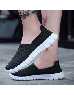 Mens Loafers Summer  Breathable Hand Knitted Canvas Espadrilles Men Flat Shoes Driving Footwear Male hjm78