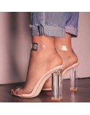 Clear Heels Sandals Women PVC Transparent Heels Summer Shoes Woman Party Suede Ankle Strappy Sandalias Mujer  Female Sandals