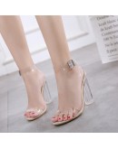 Clear Heels Sandals Women PVC Transparent Heels Summer Shoes Woman Party Suede Ankle Strappy Sandalias Mujer  Female Sandals